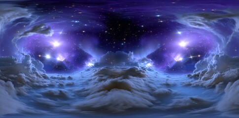 Wall Mural - the background image is a 360-degree space scene with a huge, radiant nebula and young stars, utiliz