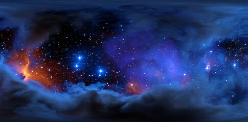 Wall Mural - a 360-degree interstellar cloud comprising dust and gas, set against a space background that feature