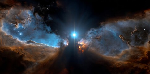 Wall Mural - the space background showcases a 360-degree interstellar cloud of dust and gas, accompanied by a neb