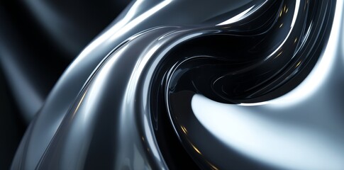 Poster - A full 360-degree panorama environment map of a black abstract twisted vortex whirl round geometric shape interior of a building in 3D rendered illustration with high dynamic range imaging for