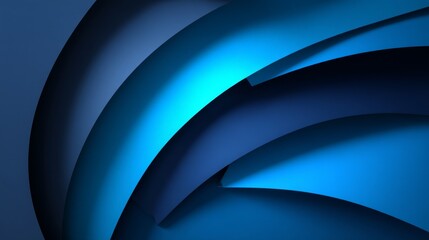 Poster - A modern minimal wallpaper featuring a 3D render with an abstract blue background and curvy lines that glow with neon light illumination