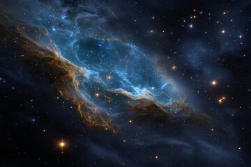 Wall Mural - a 360-degree panoramic view of a nebula-filled space, presented in equirectangular projection as an 