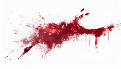 Poster - bloody red splatter texture on white background for halloween design, horror branding, poster art, or digital illustration use high-res graphic resource

