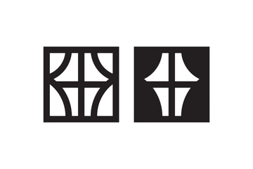 Poster - Decorative square window icons in black Vector