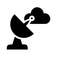 Poster - Satellite dish cloud computing technology antenna communication network data transfer icon vector graphic