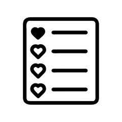Poster - Heart checklist icon vector illustration for favorite list and love reminder application design