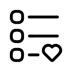 Poster - favorite list icon, heart checklist, like menu, love item, preference symbol, ui element icon