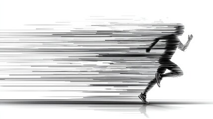Fototapete - Dynamic Representation of a Runner Captured Through Motion Streaks on a Clean Background Illustrating Speed and Energy in a Unique Style