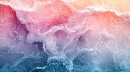 Poster - Calm ocean waves at sunset creating a breathtaking blend of pink and blue hues over the horizon