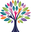 © Sarmin - Colorful abstract logo design, stylized tree with hands as trunk, vibrant green leaves (2).eps, Colorful abstract logo design, stylized tree with hands as trunk, vibrant green leaves