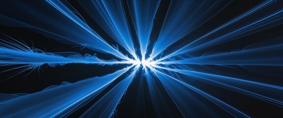 Fototapete - Abstract Blue Light Rays Burst Background Futuristic Technology Design.