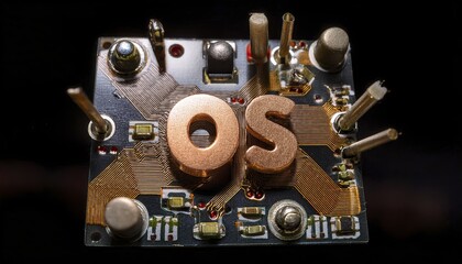 Poster - Close-Up of Circuit Board Featuring OS Chip Design
