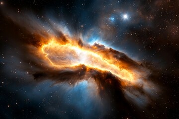 Wall Mural - bright orange cloud of gas and dust in space