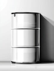 Poster - Shiny Barrel With Clean Label Mockup Casting Shadows in a Well-Lit Environment