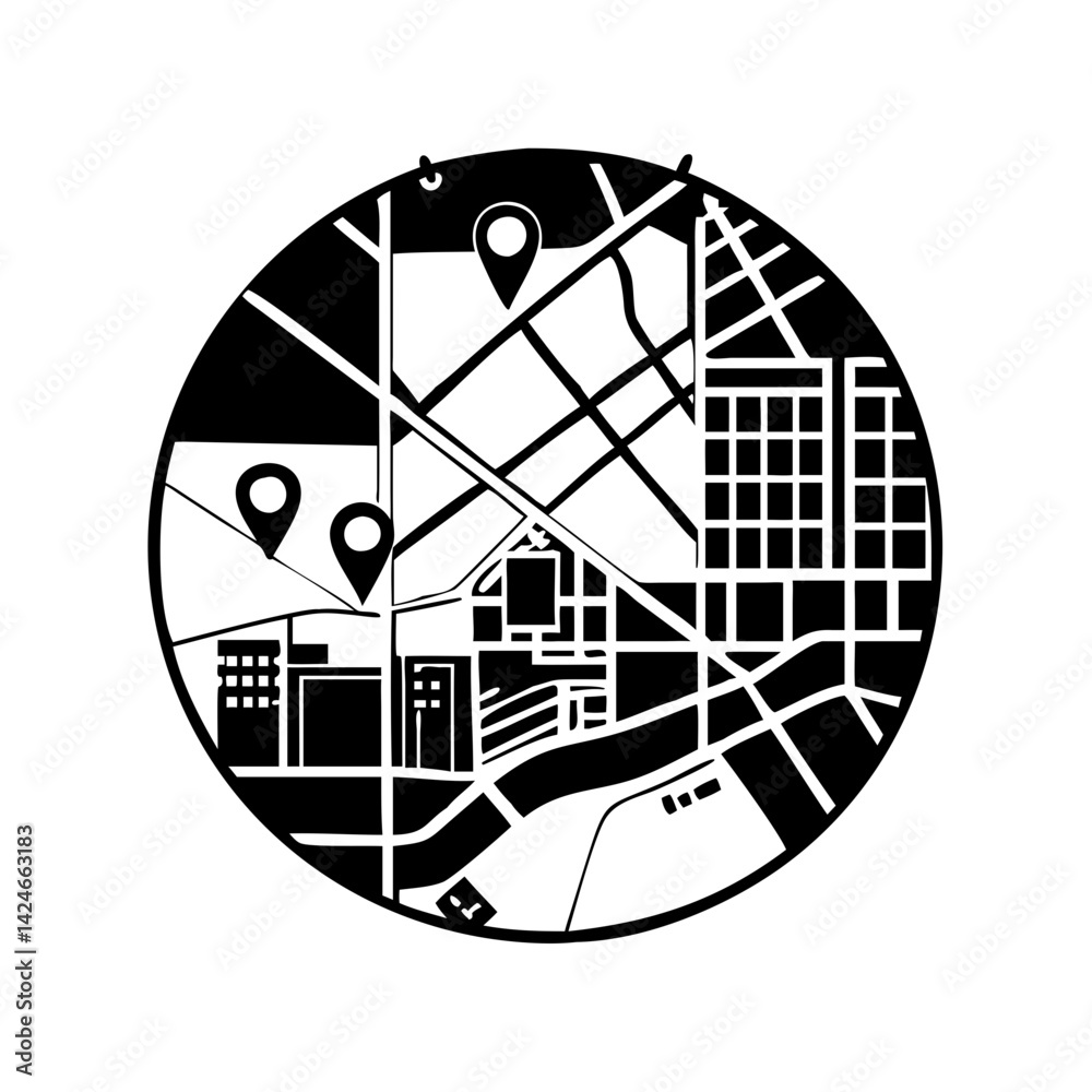 Image vectorielle Stock city map icon, city map silhouette vector ...
