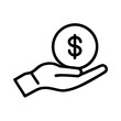 © Victoria - Hand holding dollar coin icon, financial investment concept