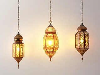 Poster - White background showcasing a combination of Eid decorative lights.