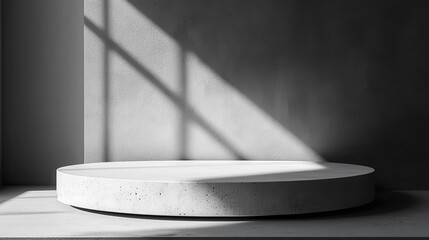 Aufkleber - Modern minimalist interior with dramatic shadows from sunlight casting on textured walls during the afternoon