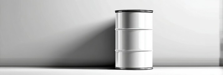 Poster - Glossy Barrel Mockup With Clean Label Design and Natural Shadows Against a Minimalist Gray Background