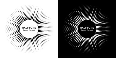 Wall Mural - abstract circle frame halftone dots logo emblem design element. round border icon gradient halftone 
