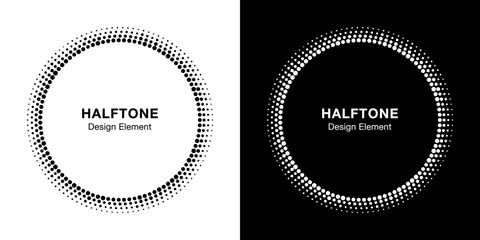 Wall Mural - abstract circle frame halftone dots logo emblem design element. round border icon gradient halftone 