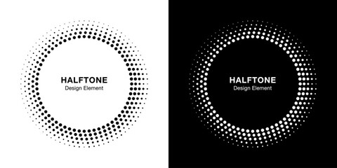 Wall Mural - abstract circle frame halftone dots logo emblem design element. round border icon gradient halftone 