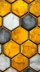 Wall Mural - A pattern of intertwined hexagons. yellow on a transparent background