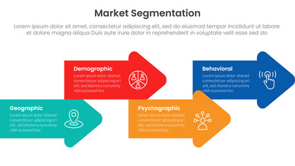 Poster - market segmentation framework analysis infographic 4 point stage template with arrow shape combinati