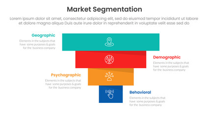 Poster - market segmentation framework analysis infographic 4 point stage template with pyramid shape reverse inverted for slide presentation