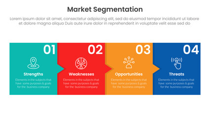 Poster - market segmentation framework analysis infographic 4 point stage template with box and small arrow f