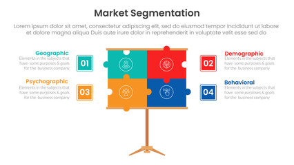 Poster - market segmentation framework analysis infographic 4 point stage template with puzzle jigsaw present