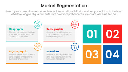 Poster - market segmentation framework analysis infographic 4 point stage template with rectangle box contain