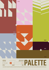 Fototapete - Modern abstract poster, Raster version of high quality and resolution, artwork with geometric postmodern shapes in brutalism aesthetics, minimalistic trendy bold composition, A4 futuristic graphic 4