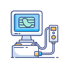 Poster - Retro Computer System Icon with Peripheral Device