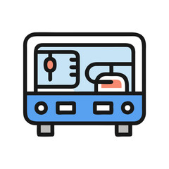 Poster - Blue Vector 3D Printer Icon on Black Background