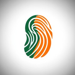 Poster - The 'Minimalist Fingerprint Icon with Organic Lines in Green and Orange' is a unique design