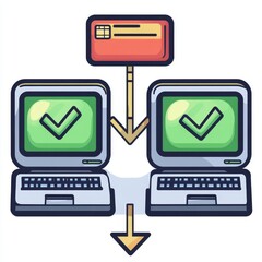 Poster - data transfer between computers is depicted with connection arrows set against a white background