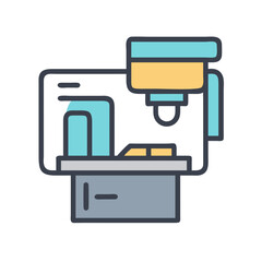 Poster - Colorful icon of CNC Machine for industrial concepts
