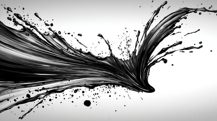 Aufkleber - Dynamic Black Ink Splash in Motion Exhibiting an Artistic Representation of an Oil Explosion, Showcasing Movement and Fluidity