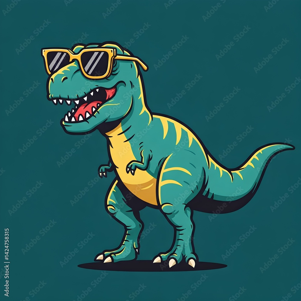 Cool T Rex Dinosaur Wearing Sunglasses Fun Cartoon Illustration Stock ...
