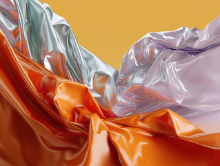 Poster - Colorful abstract fabric textures with orange, silver, and purple hues