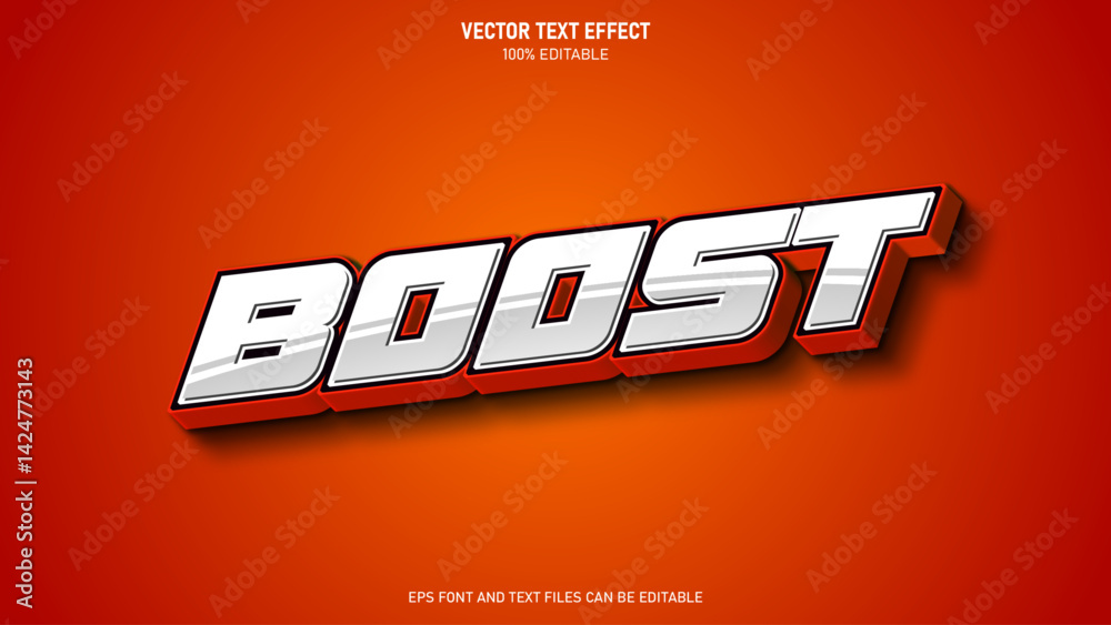 Boost 3d text editable text effect Stock Vector | Adobe Stock