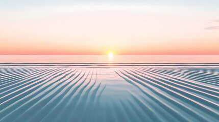Wall Mural - Sunset Beach Lines with Calm Ocean.