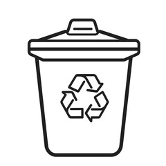 Aufkleber - Minimalist single line icon of a recycle bin designed for sustainable waste management and environmental awareness