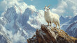 © Thiago - Capricorn goat conquers mountain high peak gigapixel image rugged terrain aerial perspective confidence and perseverance. Spirit Apex. Illustration