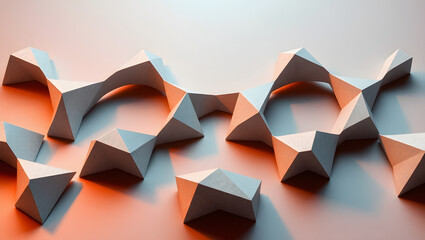 Fototapete - Mesmerizing Interlocking Geometric Forms Abstract 3D Polygonal Art