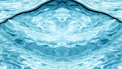 Fototapete - Mesmerizing Mirror-Reflected Wave Pattern Abstract Blue Water Texture