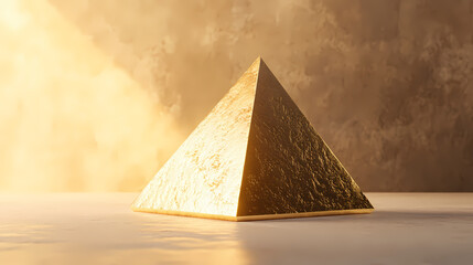 Wall Mural - a golden pyramid shape sits atop a smooth surface, radiating a sense of elegance and simplicity agai