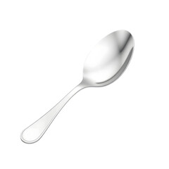 Leinwandbilder - Silver Spoon Design. Elegant Curved Silverware. Simple 3d Rendering. Isolated Utensil. A Shiny Metal Spoon For Food Presentation Or Culinary Concepts, Seen From A Straightforward Angle On Pure White.