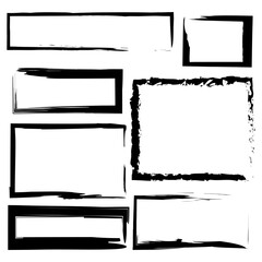 Poster - Rough frame icon. Grunge border shape. Brush drawn rectangle. Vector edgy outline.